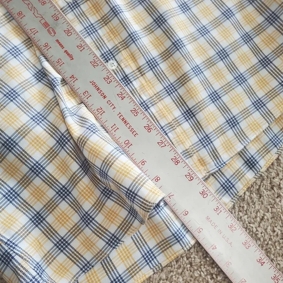 Faconnable Plaid Buttondown Long Sleeve Shirt Yellow Blue Size XL - Picture 9 of 10